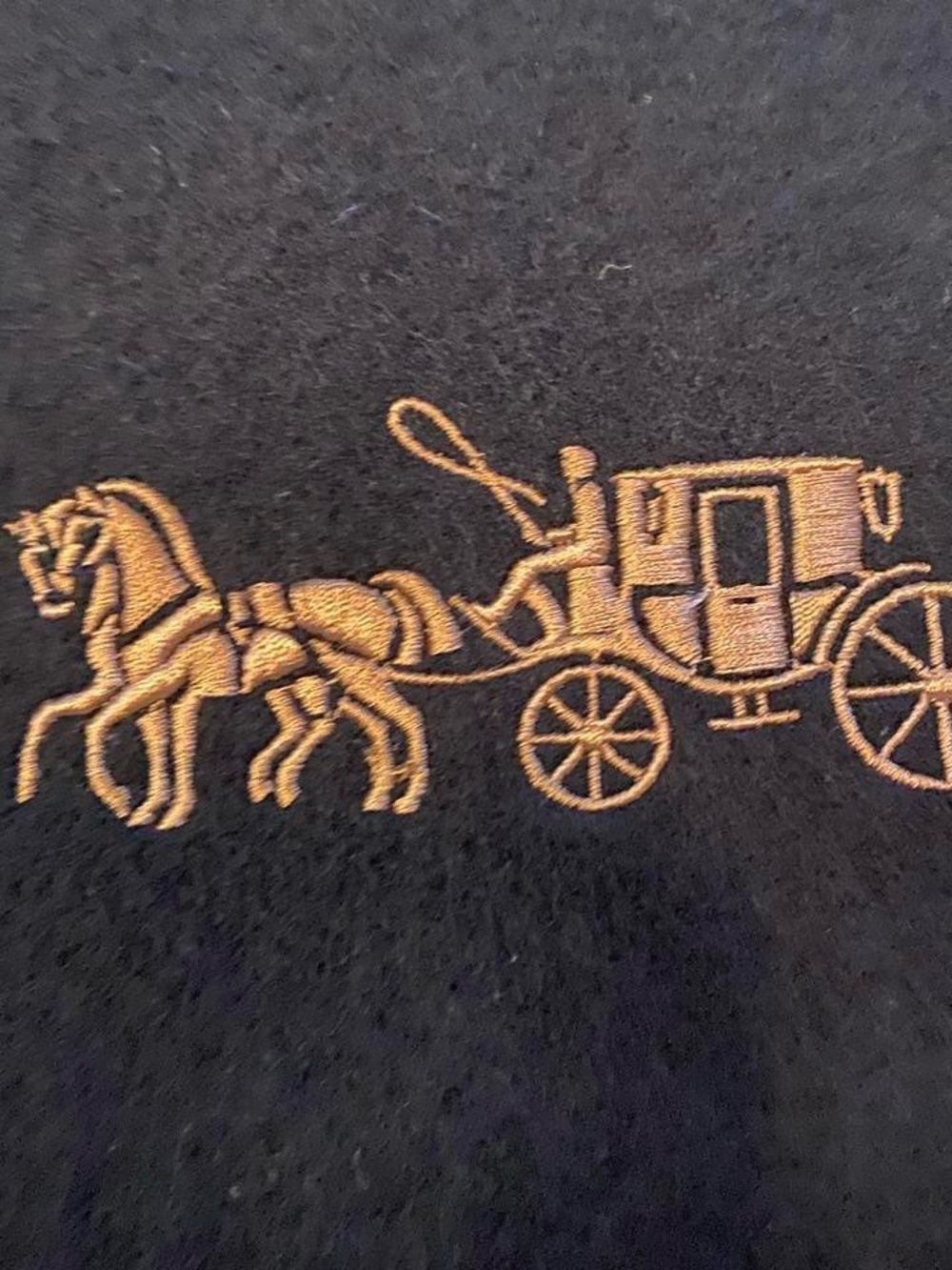 Coach Black Scarf with Gold Carriage Logo and Fringe - Picture 3 of 8